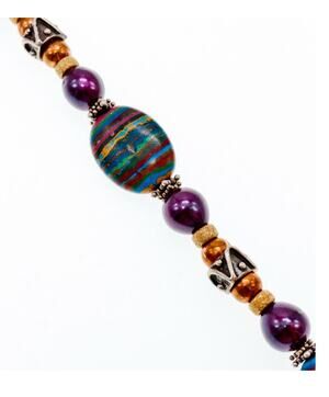 925 Sterling Silver Multicolor Jasper Bracelet Size 7.5 in